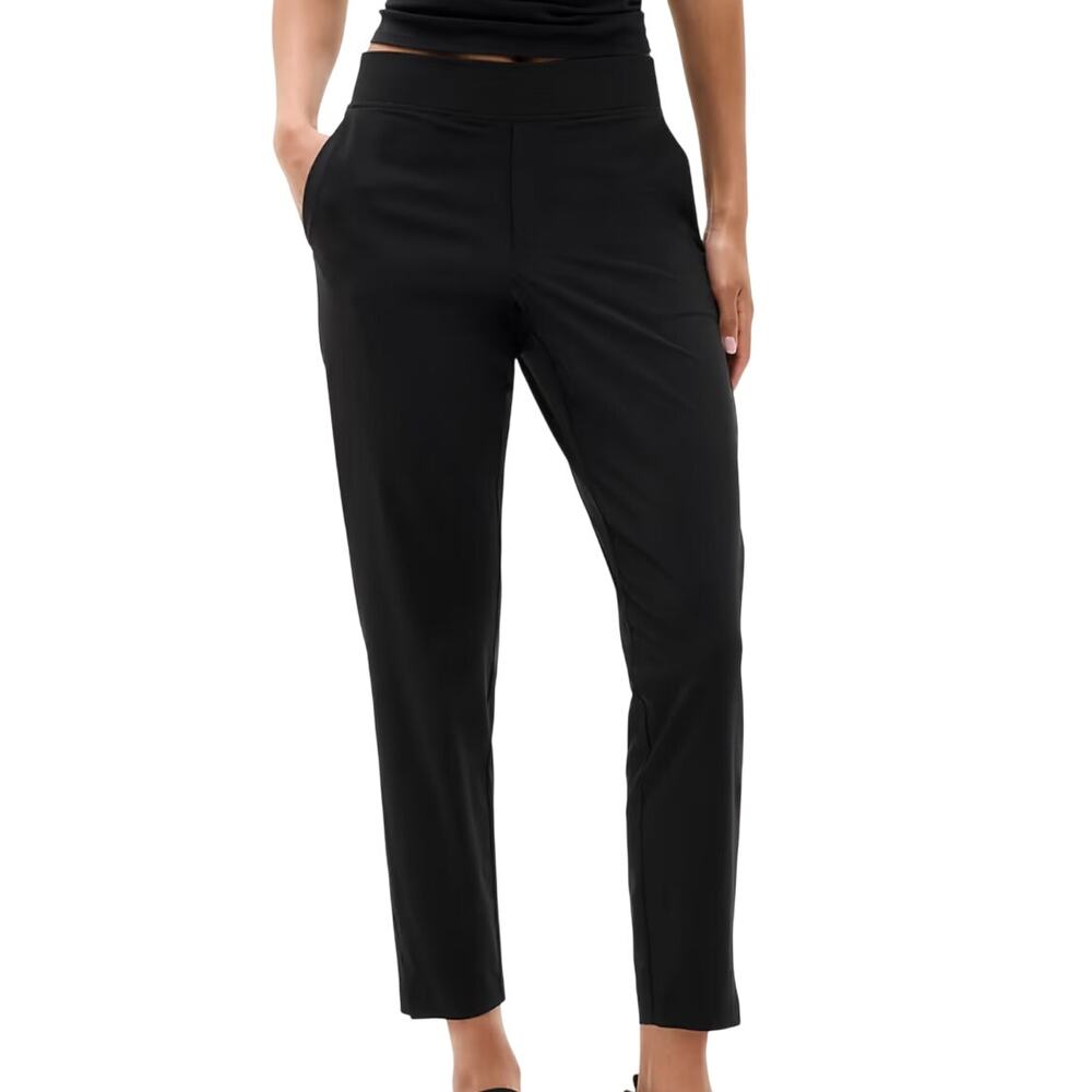 Athleta Black Brooklyn Lightweight Travel Workwear Casual Comfort Ankle Pants